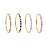 Pink Orange Enamel Clear CZ Women Bangle Bracelet