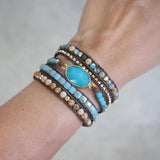 Druzy Stone Bead 5 Wraps Crystal Bracelet Jewelry