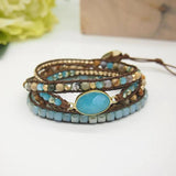 Druzy Stone Bead 5 Wraps Crystal Bracelet Jewelry