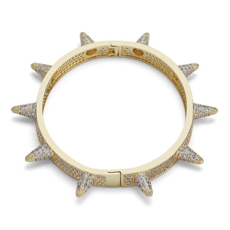 Spikes Rivet Stud Mens Charm Bracelet Hip Hop Bling Jewelry