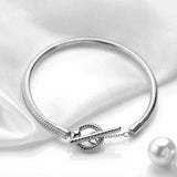 925 Silver T-Bar Snake Chain Bracelet Europe Charm Bangle Jewelry