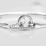 925 Silver T-Bar Snake Chain Bracelet Europe Charm Bangle Jewelry