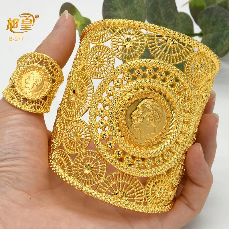 Cuff Bangles With Rings African Indian Carve Bangles