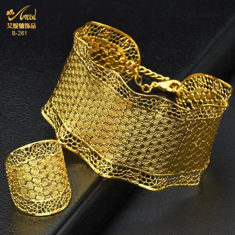 Indian Plated Jewelry Bangle With Ring For Women Moroccan Bracelet