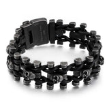 Punk Stainless Steel Chain Skeleton Leather Bracelet