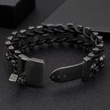 Punk Stainless Steel Chain Skeleton Leather Bracelet