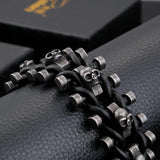 Punk Stainless Steel Chain Skeleton Leather Bracelet