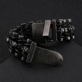 Punk Stainless Steel Chain Skeleton Leather Bracelet