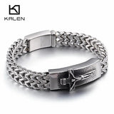Christian Jesus Cross Charm Bracelet Stainless Steel Mesh Chain Link Armband