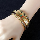 Red Green Zirconia Bangles Bracelets Set Stainless Steel Jewelry