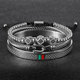 Red Green Zirconia Bangles Bracelets Set Stainless Steel Jewelry
