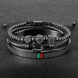 Red Green Zirconia Bangles Bracelets Set Stainless Steel Jewelry