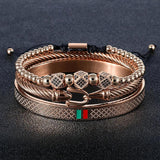 Red Green Zirconia Bangles Bracelets Set Stainless Steel Jewelry