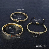Red Green Zirconia Bangles Bracelets Set Stainless Steel Jewelry