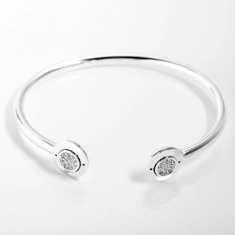 Signature Open Bangle 925 Silver Rose Plated Jewelry Gift