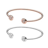 Signature Open Bangle 925 Silver Rose Plated Jewelry Gift