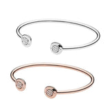 Signature Open Bangle 925 Silver Rose Plated Jewelry Gift