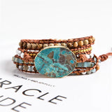 Natural Stone Leather Bracelet Mix Stones Women 5 Layers Wrap Bracelet
