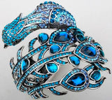 YACQ Peacock Bracelet Crystal Bangle Cuff for Her