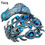 YACQ Peacock Bracelet Crystal Bangle Cuff for Her