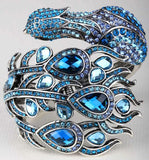 YACQ Peacock Bracelet Crystal Bangle Cuff for Her