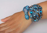 YACQ Peacock Bracelet Crystal Bangle Cuff for Her