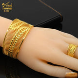 Dubai 24K Plated Bangles With Ring Nigerian Wedding Bridal Charm Bracelets