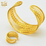 Dubai 24K Plated Bangles With Ring Nigerian Wedding Bridal Charm Bracelets