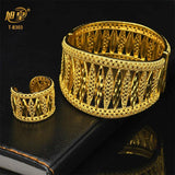 Dubai 24K Plated Hollow Bangle & Ring Women Charm Copper Bracelets