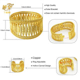 Dubai 24K Plated Hollow Bangle & Ring Women Charm Copper Bracelets