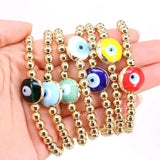 5PCS 6mm Ball Bead Bracelets Eye Lampwork Glass Plated Chain Stack Bracelets