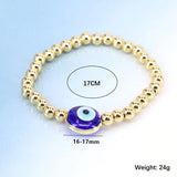 5PCS 6mm Ball Bead Bracelets Eye Lampwork Glass Plated Chain Stack Bracelets
