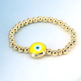 5PCS 6mm Ball Bead Bracelets Eye Lampwork Glass Plated Chain Stack Bracelets