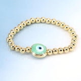 5PCS 6mm Ball Bead Bracelets Eye Lampwork Glass Plated Chain Stack Bracelets