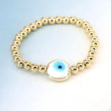 5PCS 6mm Ball Bead Bracelets Eye Lampwork Glass Plated Chain Stack Bracelets