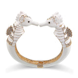 Sea Horse Enamel Bangle Cuff Bracelet with Rhinestones