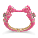 Sea Horse Enamel Bangle Cuff Bracelet with Rhinestones