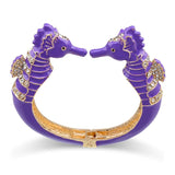 Sea Horse Enamel Bangle Cuff Bracelet with Rhinestones