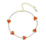Summer Rainbow Heart Charm Tennis Chain Bracelet