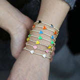 Summer Rainbow Heart Charm Tennis Chain Bracelet