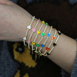 Summer Rainbow Heart Charm Tennis Chain Bracelet