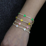 Summer Rainbow Heart Charm Tennis Chain Bracelet