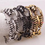 Skull Bones Bracelet Gothic Jewelry Stainless Steel Skeleton Men Bangles