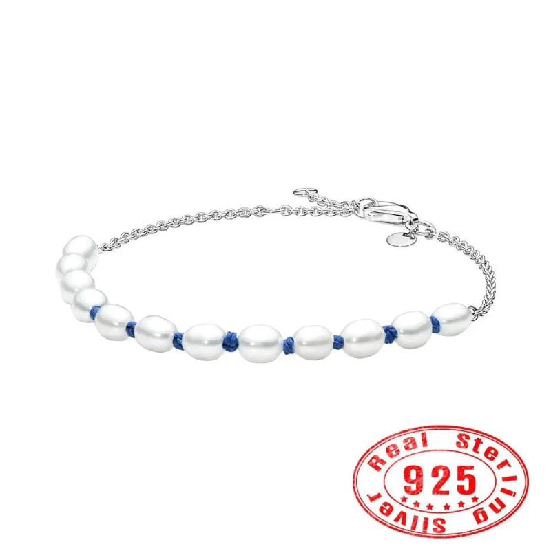 925 Silver Pearl Chain Bracelet for Women