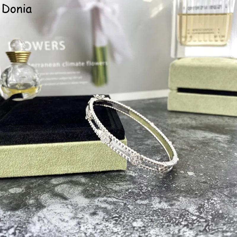 Donia Jewelry Four-Leaf Flower Zircon Bracelet