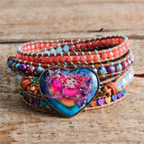 Vintage Leather Wrap Bracelet with Apatite Stone