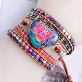 Vintage Leather Wrap Bracelet with Apatite Stone