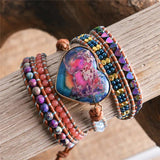 Vintage Leather Wrap Bracelet with Apatite Stone