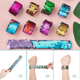 14pcs Reversible Sequin Slap Bracelets for Kids & Adults Party Favors