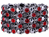 YACQ Skull Skeleton Stretch Cuff Bracelet Women Biker Bling Crystal Jewelry